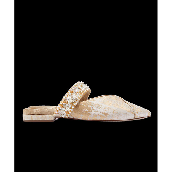 Birdies The Swan - Gold Jacquard Beaded Cuff Size 8.58.5 - Picture 3 of 3